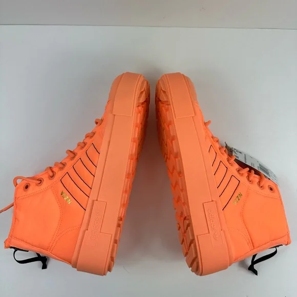 Women’s Adidas Nizza Bonega X -  Orange - Lace Up High Zip Up Sneakers Size 9 - Picture 4 of 8